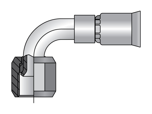 Parkrimp Permanent Female JIC 37° - Swivel - 90° Elbow - Short Drop 91N Series 13991N