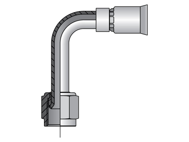 Parkrimp Permanent Female JIC 37° - Swivel - 90° Elbow - Long Drop 91N Series 14191N