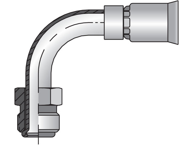 Parkrimp Permanent Male Inverted SAE 45° - Swivel - 90° Elbow 91N Series 16991N