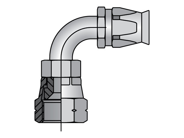 Field Attachable Shell & Nipple Female SAE 45° - Swivel - 90° Elbow 90 Series 27990