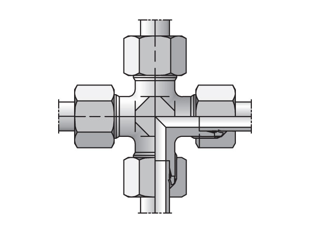 EO/EO-2 Cross, Union - 24° Flareless EO/EO-2 Cross, Union - K